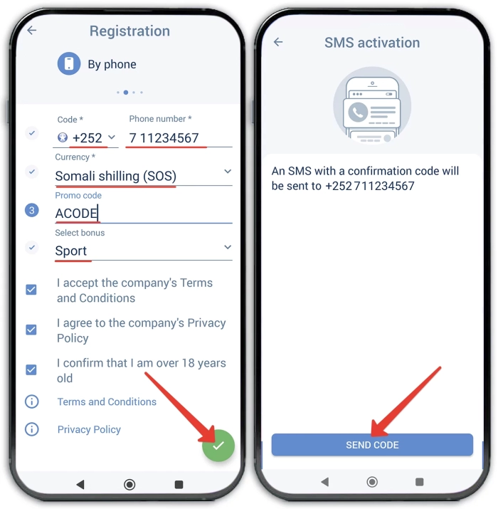 1xbet app registration process by phone number