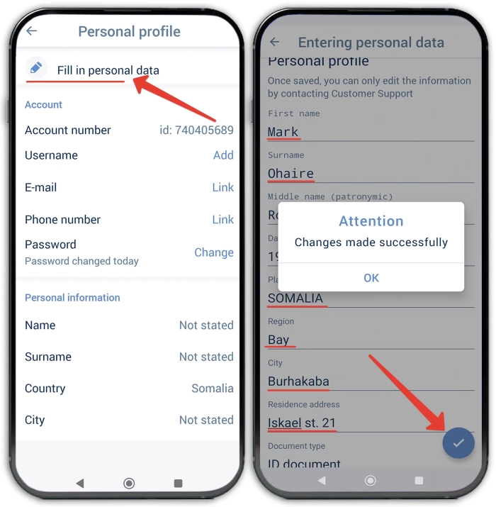 How to verify 1xbet account in the mobile app